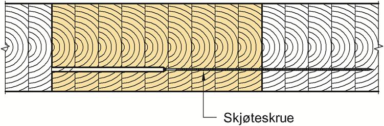 SINTEF Teknisk Godkjenning - Nr. 2498 Side 8 av 8 Kantstilte elementer skjøtes sideveis med 8 x 400 Nordisk Treskrue og 150 bitforlenger, se fig. 5.