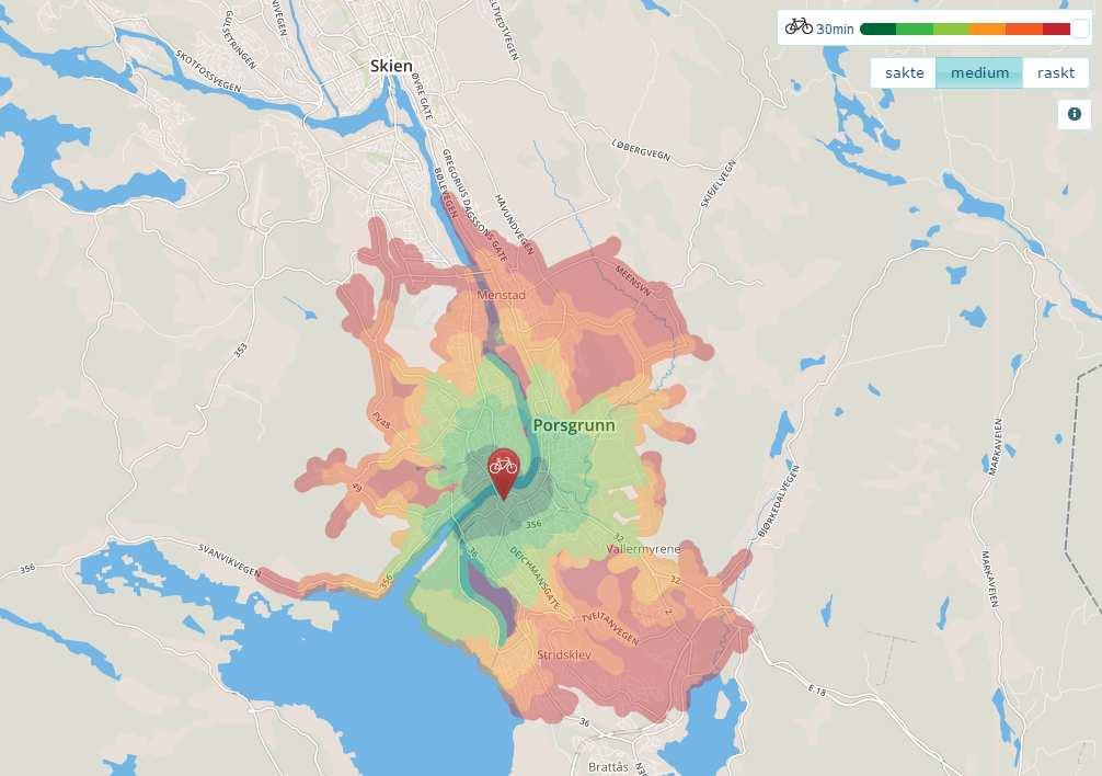 38 GÅENDE OG SYKLENDE Terrenget generelt er relativt flatt ved DT.