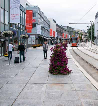 Sone 1 - Sentrumskjernen: Sentrumskjernen er hjertet i stedet der service og handel er lokalisert og innbyggerne møtes.