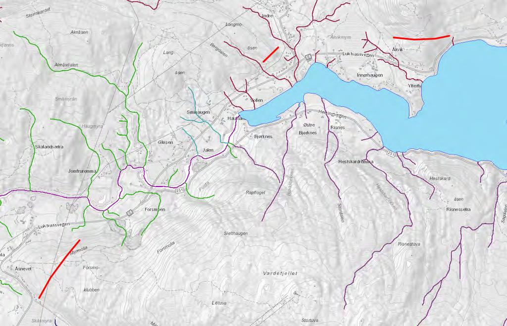 Resipienter Tunnelene og de nærmeste resipientene er vist i Figur 4. I figuren er det også angitt hvilket påhugg tunnelene er planlagt drevet fra. Engåselva, Hellfjellelva m.fl.