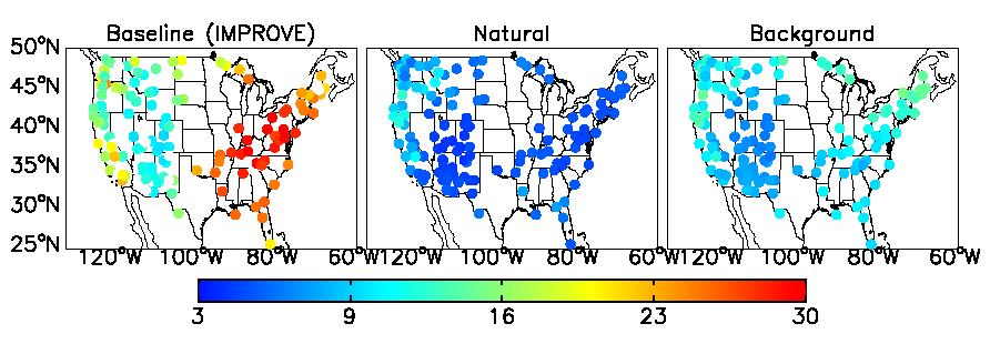 VISIBILITY IN U.S. WILDERNESS AREAS 2001 observations Natural Background; includes