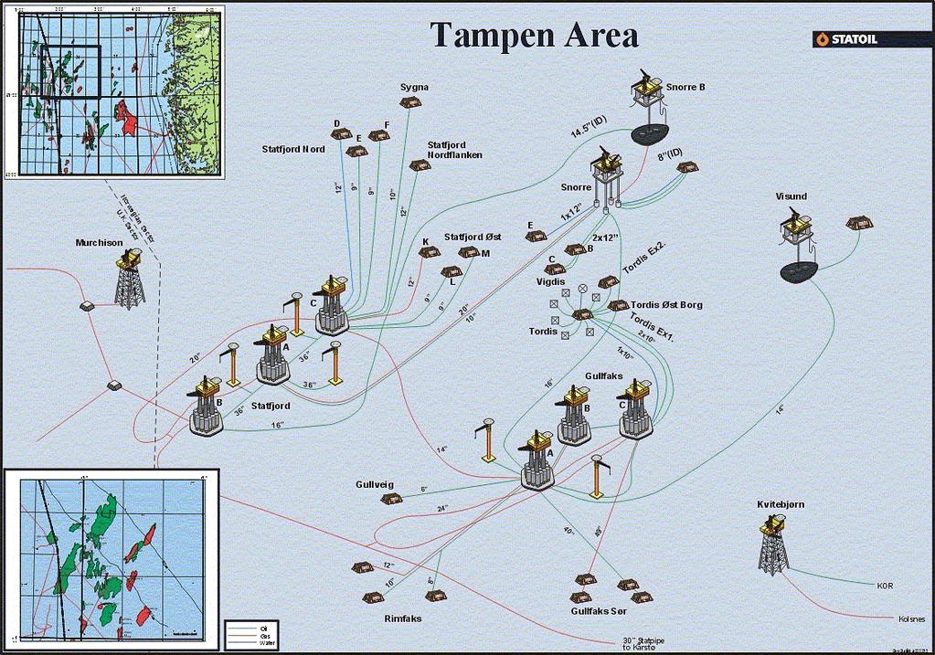 1 Status 1.1 Oversikt over feltet Statfjordfeltet ligger i Tampen-området, ca. 150 kilometer vest for Florø. Figur 1.