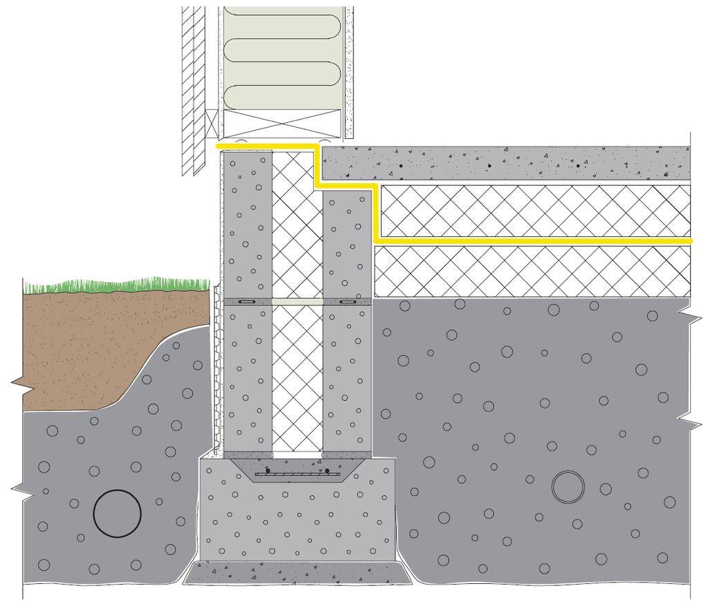 Weber Radonsperre til ringmur Bruksgruppe B Radonsperren legges på ferdig avrettet underlag av isolasjon.