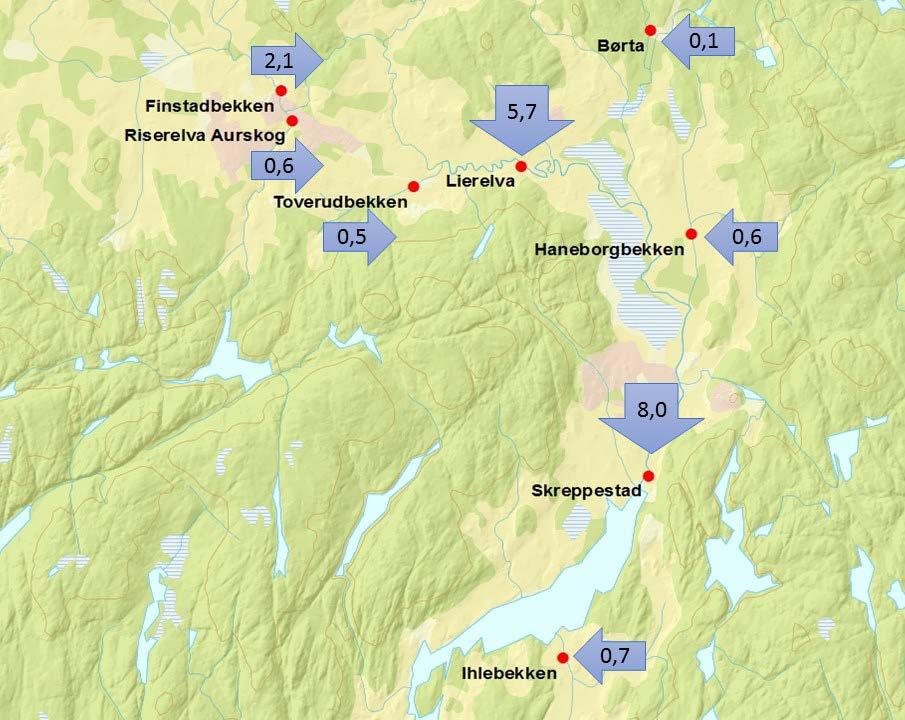 Fosforbudsjett Nord for Bjørkelangen I figur 26-29 vises fosforbudsjett for Haldenvassdraget.