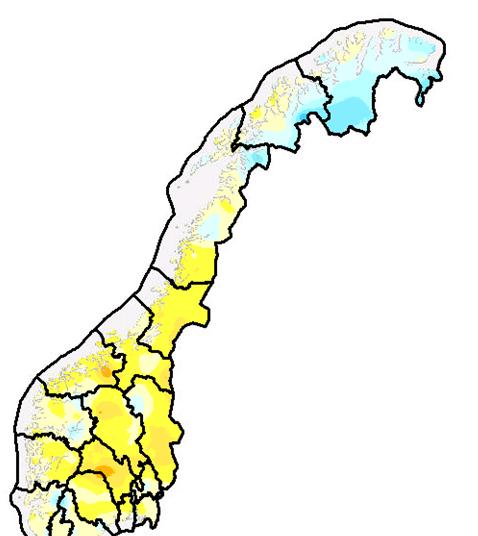 1.1.3 Temperatur I det meste av landet har månadsmiddeltemperaturane lege over normalt gjennom heile første kvartal 2012. I januar og februar var temperaturane i Noreg 1,5 og 1,2 grader over normalt.