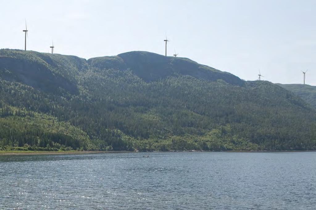 Figur 7: Geitfjellet vindkraftverk full utbygging sett fra moloen i Krokstadøra.