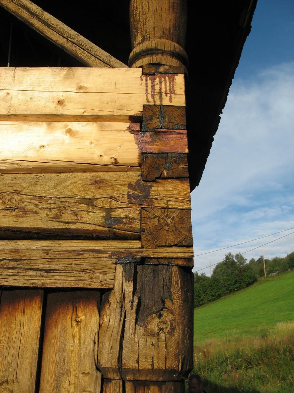 Kyrkjegardsporten: Utskifting av ròteskadde bygningsdelar. Foto: Flavio Carniel, Riksantikvarens arkiv. tilstand.