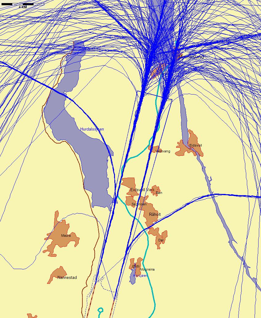 Landinger fra nord med jetfly, eksempeldag med sørlig trafikkretning hele dagen Figur 4. Fredag 11.