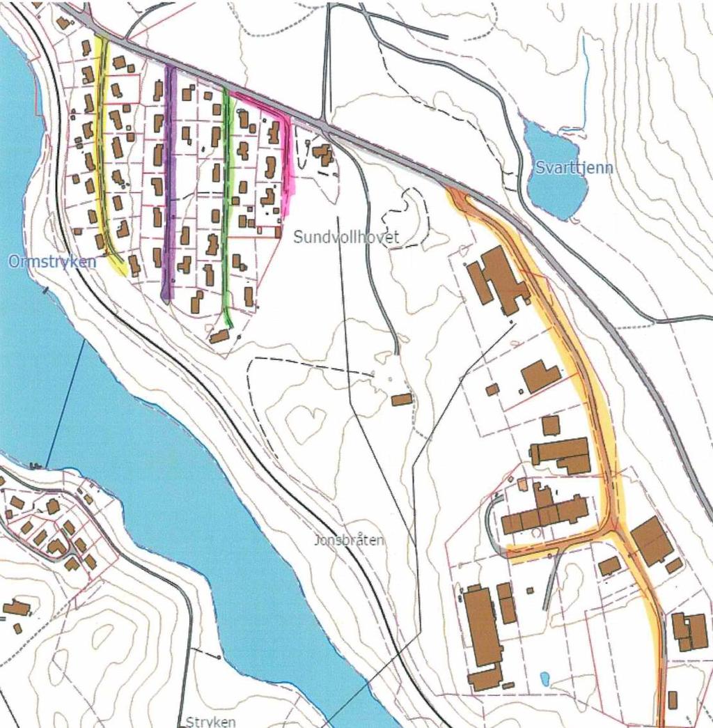 15 12 14 13 11 11: Sundvollhovet Veien går fra Fv. 280 til Sundvollhovet industriområde. Navnet er godt kjent og innarbeidet for område. Det er i tillegg skiltet med «Sundvollhovet» fra Fv.