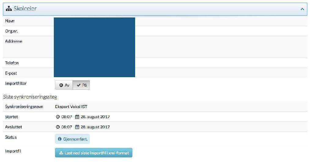 SYNKRONISERING MED SAS efeide synkroniserer sin database daglig med data fra det skoleadministrative system (SAS). Dette skjer via en såkalt importfil.