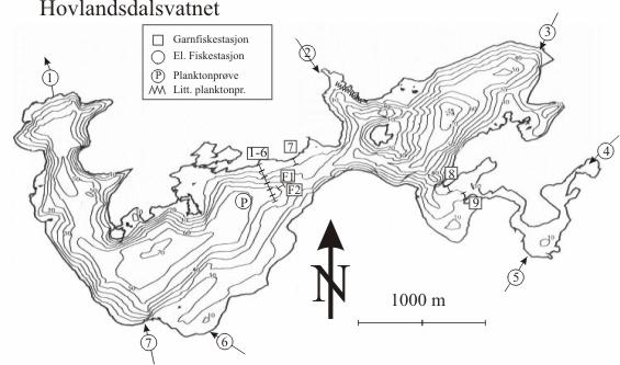 HOVLANDSDALSVATNET I FJALER INNSJØEN Hovlandsdalsvatnet ligger sentralt i Flekke- Guddalsvassdraget, men ovenfor lakseførende strekning.