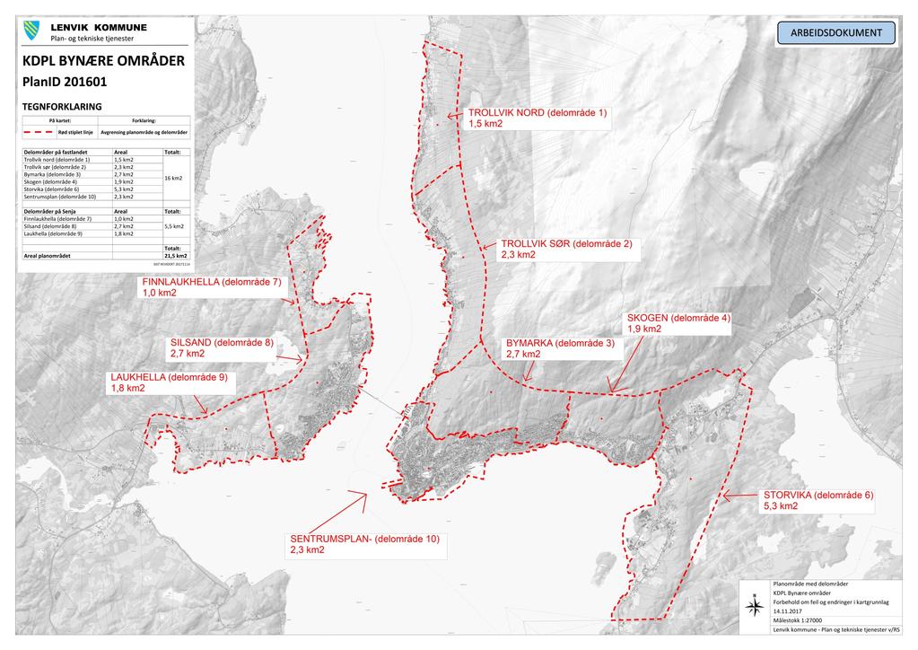Planområdet- delt i