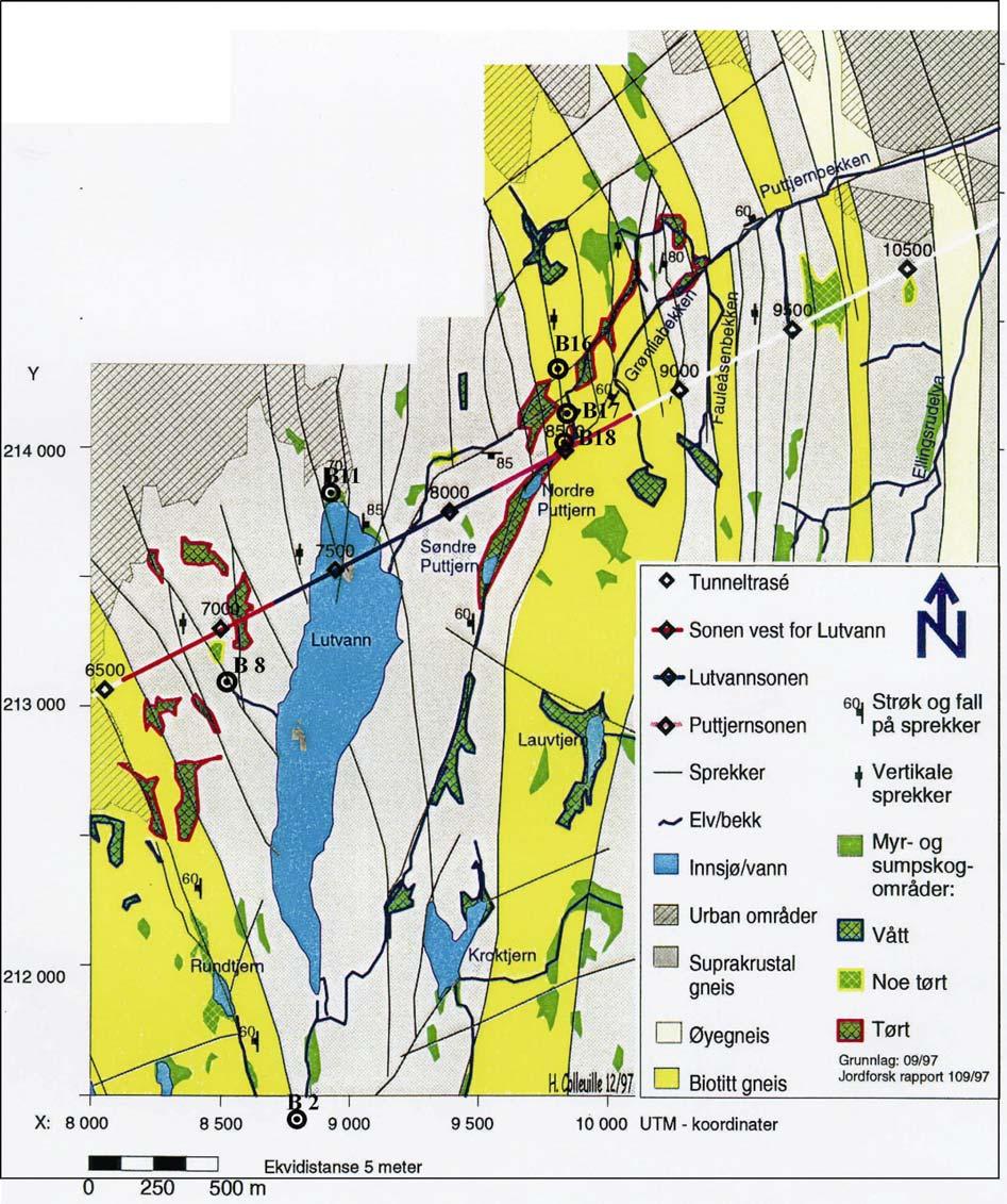 opplysninger om den generelle oppsprekking og fjellkvalitet i nærheten av tunnelen.