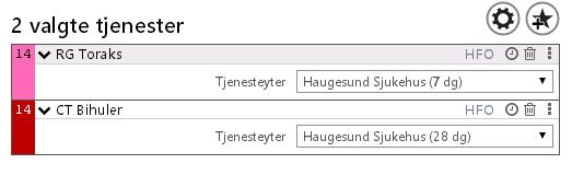 Velg ønsket undersøkelse og undersøkelsen kommer opp i midtkolonnen. Ved valg av flere undersøkelser vil disse legge seg under hverandre.