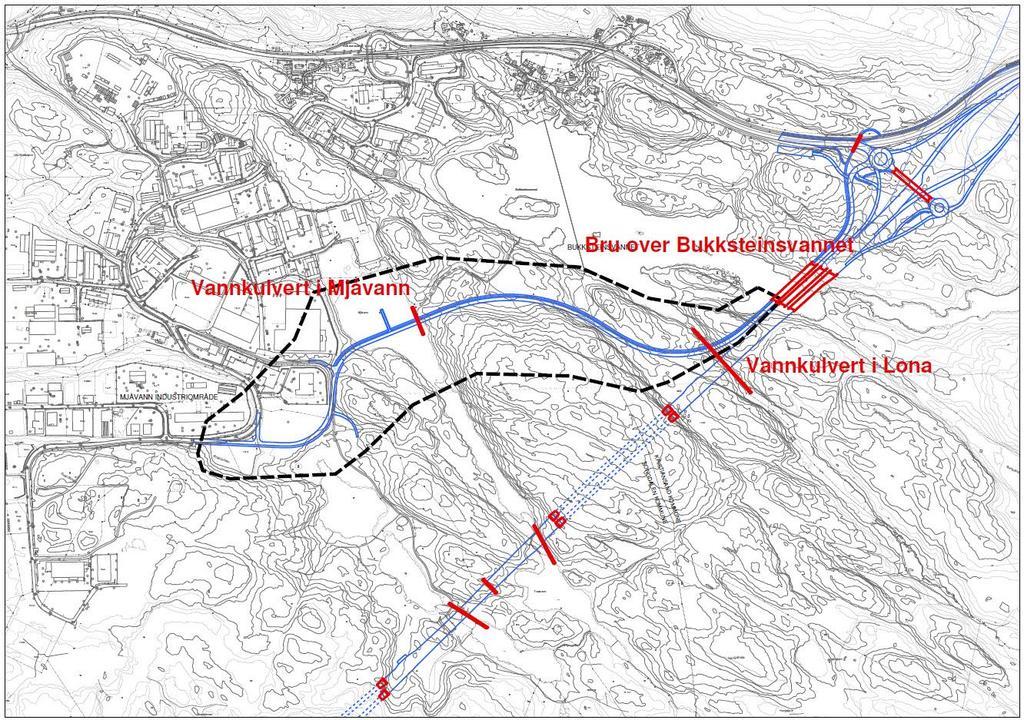 Figur 73: Delstrekning 4 (Rambøll 2016). Avlastningsveien er foreslått utformes som SA2-vei i henhold til gjeldende veinormal for kommunene.
