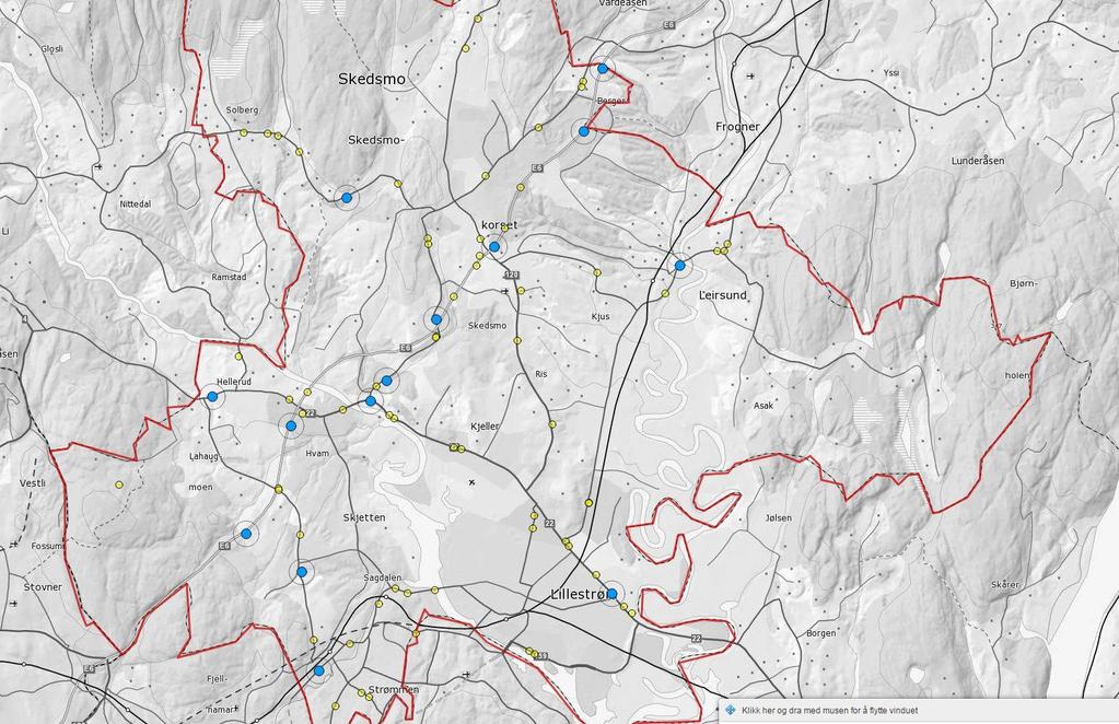 45 Figur 29: Innrapporterte forekomster av hagelupin i Skedsmo kommune.