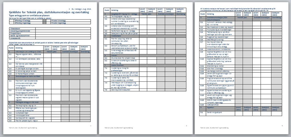 Teknisk Plan, Sluttdokumentasjon og
