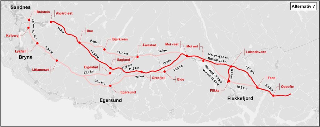 NOTATETS INNHOLD Tilleggsvurderingene i dette notatet er gjennomført for de fire korridoralternativene slik de foreligger i forslag til planprogram-tillegg som følge av ny indre korridor Moi-Bue