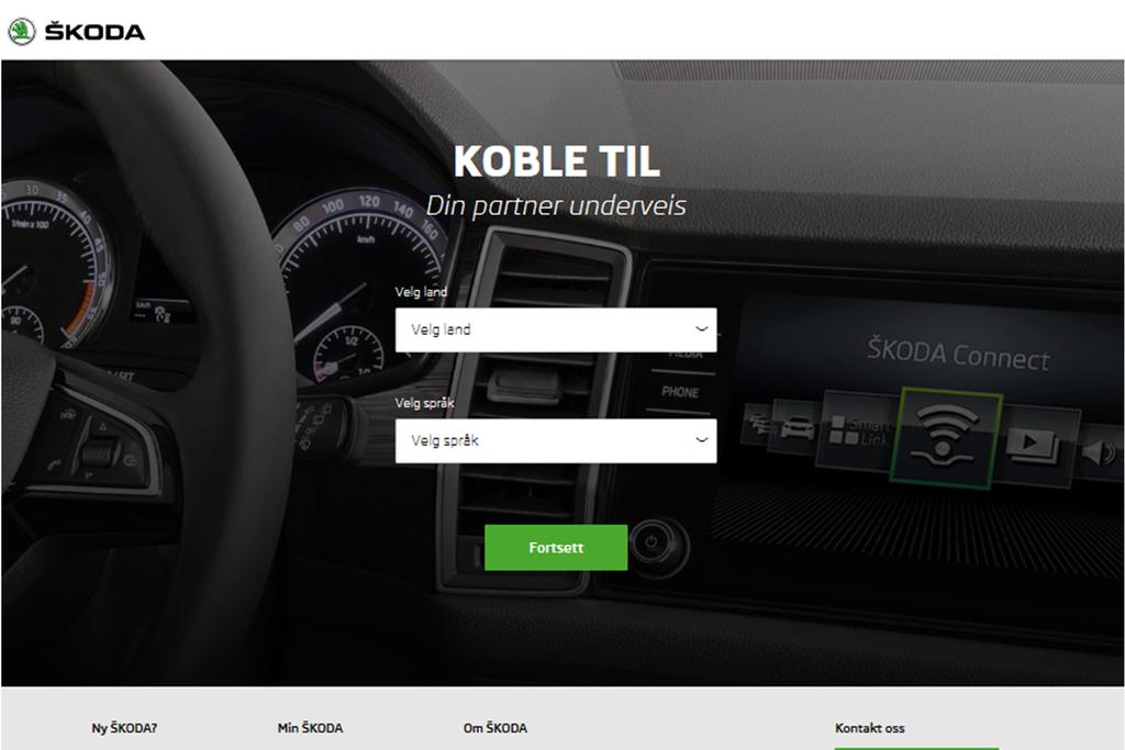 Connect Portal Bruk av den nettbaserte tjenesten ŠKODA Connect krever bruker- og bilregistrering på nettsiden Connect Portal, samt aktivering av