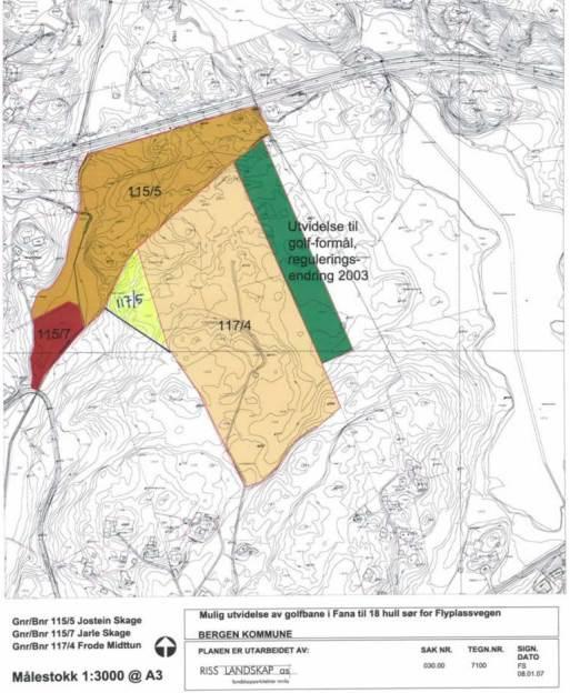 golfklubben avstå hele eller deler av sine områder nord for Flyplassvegen som ligger i gangavstand til bybanen.