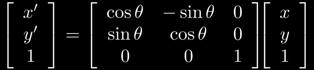 Forlengs-mapping for all x',y' do g(x',y' a cos θ a -sin θ b sin θ b cos θ Eksempel: Enkel rotasjon ved transformen: for all x,y do x round(a x+a y y round(b x+b y if (x,y