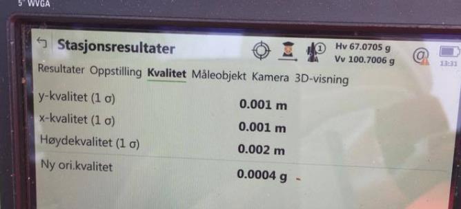 vegetasjon i området. Her ble det forsøkt å treffe bakken så godt som mulig. Ved for eksempel å rydde mose og busker. Alle fasitmålingene ble målt med totalstasjon.