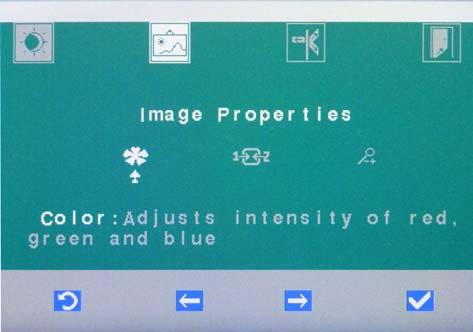 3 Åpne menyen "Image Properties" (bideegenskaper) 1. Aktiver softtasten [OK-hake]. Skjermmenyen vises. 2.