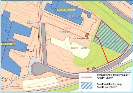 mellom 52/211 og 52/219 arronderingsmessig blir bedre og løsningen vil til dels imøtekomme begge parters interesser. Fylkeskommunen vil fortsatt kunne bygge ut på gnr. 52 bnr. 228 og på gnr. 52 bnr. 219.