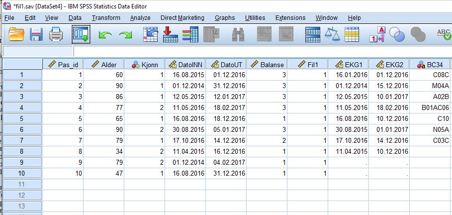 KOBLE SAMMEN TO DATAFILER - LEGGE TIL VARIABLER Match cases on key variables - Non-active