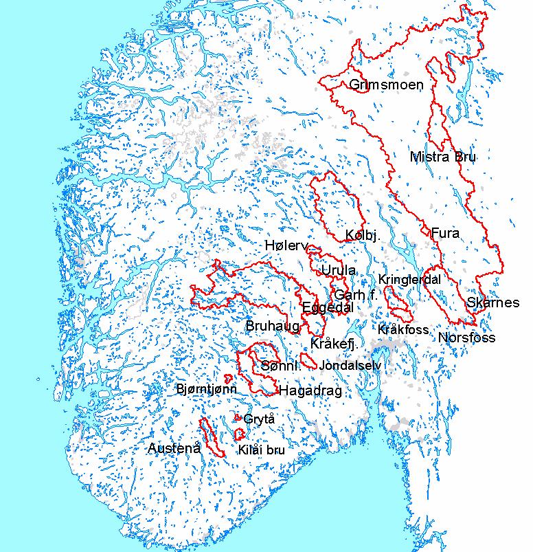 2.3 Vannføring og vannstand Det ble registrert vannføring med gjentaksintervall på 5 2 år i en rekke vassdrag.