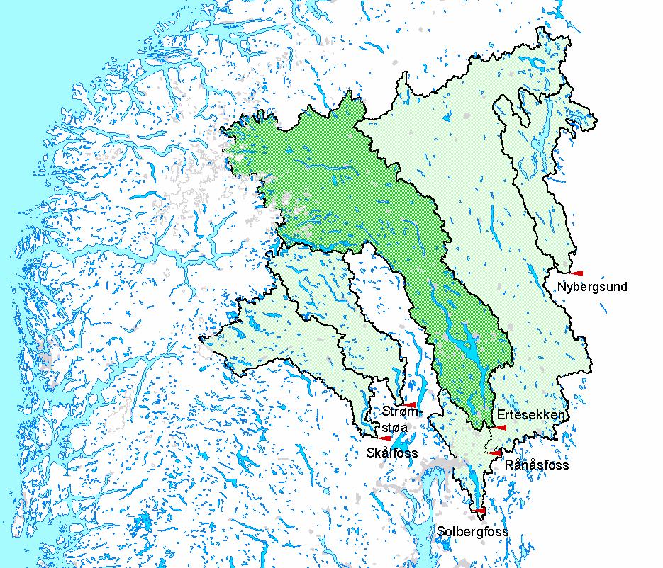 I de andre større vassdragene hvor vedvarende snøsmelting hadde større betydning, ble flomtoppen nådd senere.