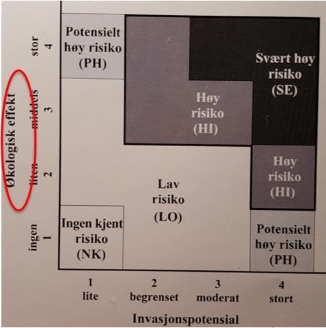 Artsdatabankens risikovurderinger av fremmede arter Negativ økologiske effekt: fortrengning av stedegne arter tilstandsendringer i naturtyper