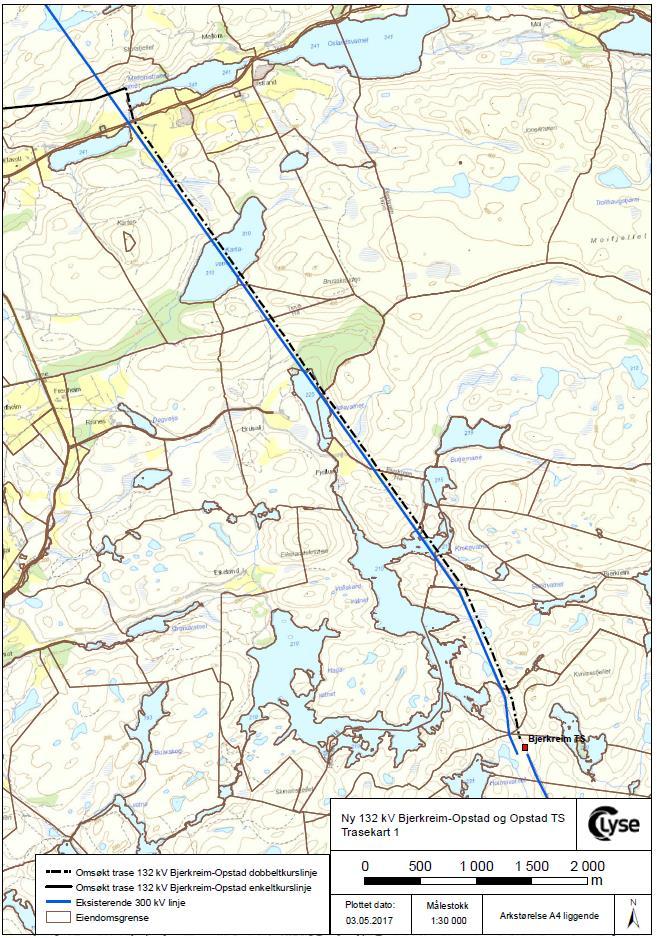 Ny 132 kv forbindelse mellom Bjerkreim transformatorstasjon og Kartavoll Føres på konsesjonsgitt dobbeltkurs