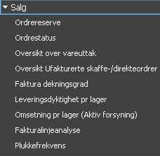 7. RAPPORTER Meny: ehandel>rapporter>salg Følgende rapporter for salg er