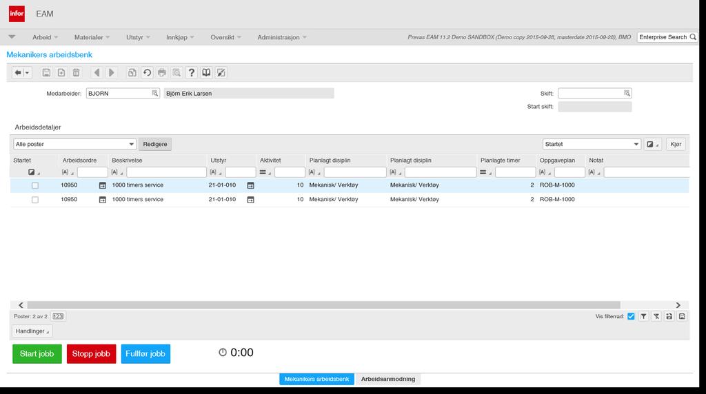 Mekanikers Arbeidsbenk Infor EAM Produktnyheter 11.
