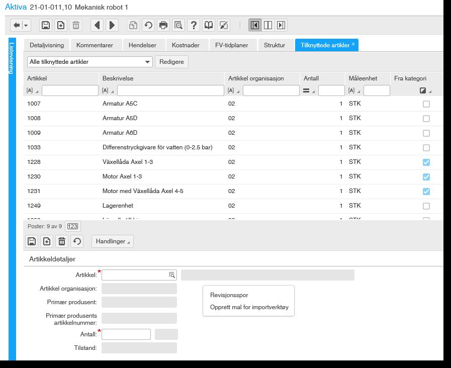 Infor EAM Produktnyheter 11.2 Import Utility Ny importfunksjon som muliggjør import til de fleste datasett i systemet.