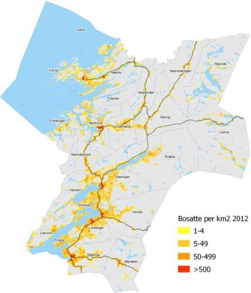 Regionalpolitiske retningslinjer for byene Kommuneplanens arealdel skal definere en ytre tettstedsgrense og legge vekt på arealeffektive løsninger ved å angi minimum og maksimum utnyttingsgrad