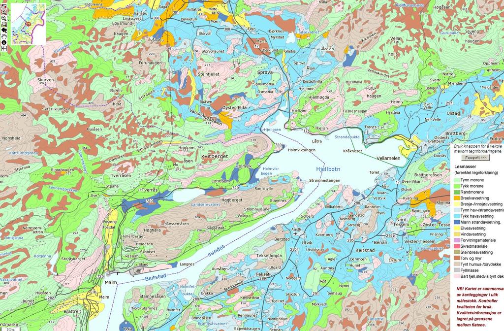 2 GRUNNFORHOLD 2.1 Topografi og løsmasser 2.1.1 Topografi Terrenget i det undersøkte området har et relativt lavt relieff som består av brede daler, 200 500 meter høye åser og høydedrag, alle sørvest - nordøstvendte.