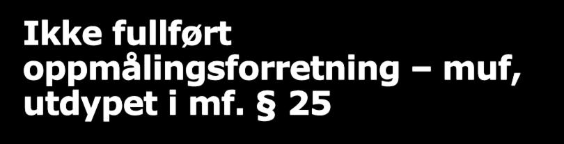 Ikke fullført oppmålingsforretning muf, utdypet i mf. 25 For matrikkelenheter opprettet før 1.