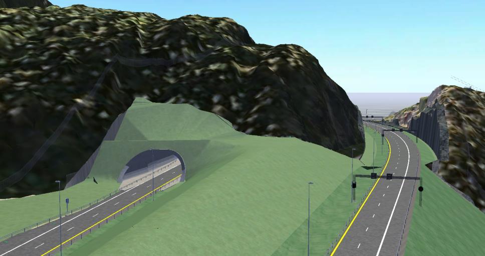 Homledaltunnel (nord)-hvalpåsen - Ny bru over E16 - Noe støyskjerming - Nordgående kjørefelt legges i tunnel gjennom Hvalpåsen (400 m) - Noe mer fjellskjæring på