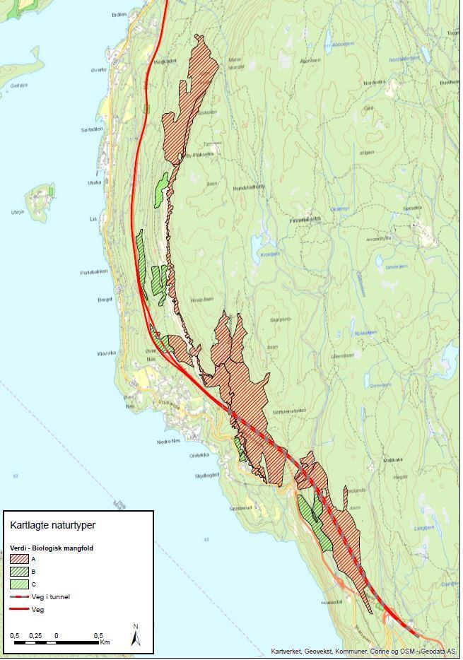 Virkninger av planforslaget naturmangfold Unngår store inngrep i viktige naturtypelokaliteter