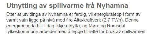 Samarbeid med spillvarmekilder f.eks.