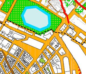 Planområdet Figur 5.3 Utsnitt fra kommunedelplan Sentrum Kart 3, Byform- Byrommene.