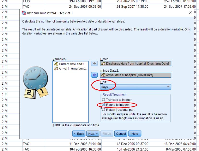 KODE OM VARIABEL: REGNE MED DATOVARIABLE Tid mellom to tidspunkter: flytt det siste tidspunktet til Date 1.