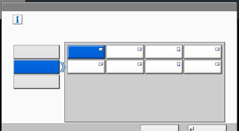 Klargjøring for bruk 1 Trykk System Menu-tasten. 2 2 Trykk [Felles], [Neste] i Original/Papir, [Neste] i Magasin innstilling.