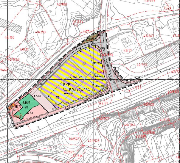 h. utsnitt plankart (ABO Plan & Arkitektur AS). Planforslaget fremmes av ABO Plan & Arkitektur AS på vegne av Montasje Kompaniet AS.