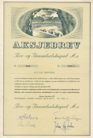 Aksjebrevet vi kjenner til er fra en kapitalutvilse i 1912. Da økte de kapitalen fra 360,000 til 600,000 kroner. I styret satt da N. Sørensen, C. N. Lauritsen, Oluf Berrum, P. M. Engebretsen og Th.