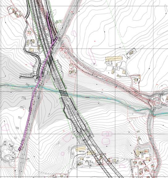 Alternativ 2a Langs jernbanens østside og Bølstadbekkens sørside, eller 2b Langs jernbanens vestside og Bølstadbekkens sørside. Total lengde 940 meter.