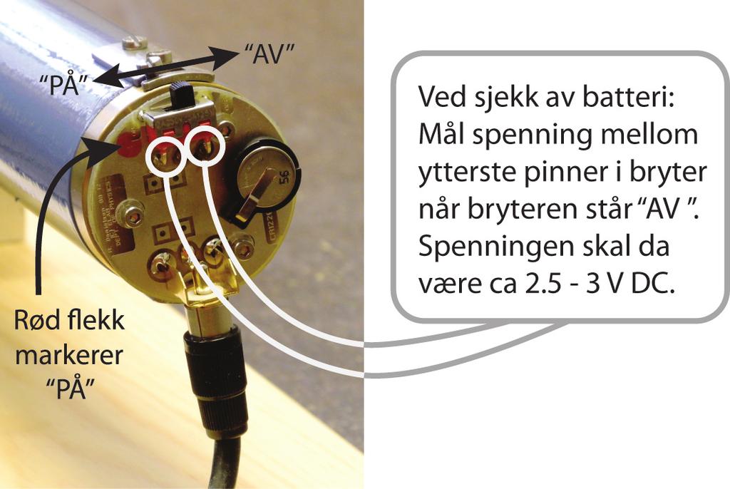 FYS2160 (H2016) Labøvelse 2 3 Figur 2.2: Printplaten med av/på-bryter til mikrofonforsterkeren. En spenning ned i ca. 2.3 V er akseptabel.