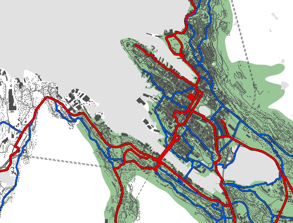 Status i Bergen sentrum Sykling i enveiskjørte gater del 1 Sykkeltrasé Chr. gt.